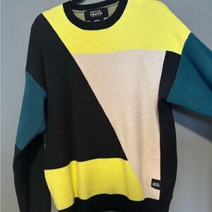 Native Youth Geometric Sweater - Black, Yellow, Teal, Cream